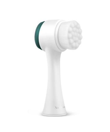 Newbealer Facial Cleansing Brush 2-in-1 Manual Double Side Face Exfoliating Brush with Ultra Fine Soft Bristles Silicone for Pore Deep Cleansing Massaging Makeup Skincare Removal