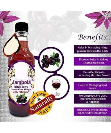 Jambola Jamun Vinegar with Mother Natural and Unfiltered 500 ml - Buy Online on GoSupps.com