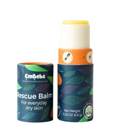 EmBeba Rescue Balm  Natural Roll On Lip Balm and Hand Moisturizer for Dry Skin  Face  Lips  and Hands  Compact & Travel Friendly Skin Care Solution for Dry  Chapped  Irritated Skin  0.23 oz  1 Pack 0.14 Ounce (Pack of 1)
