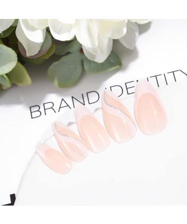 Sethexy Swirl Artificial Tonsiling Brief French Acrylic Nails - 24 Shiny White Abstract Nails for Women & Girls | International Shipping - Buy Online on GoSupps.com