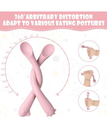 HOTUT Baby Cutlery Feeding Set - 4pcs Toddler Utensils Spoon Set for Self Feeding - Easy Grip Bendable Kids Spoons - Reusable and Perfect for Mealtime (Blue/Pink/ Powder) - Buy Online on GoSupps.com