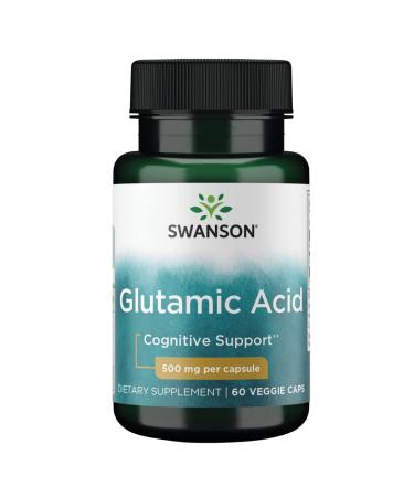 Swanson Amino Acid Glutamic Acid 500 Milligrams 60 Veg Capsules 1