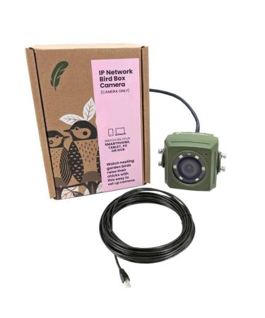 Green Feathers Wired Network Bird Box & Wildlife HD Camera PoE Version (Camera Only) (Camera + 20m Cable)
