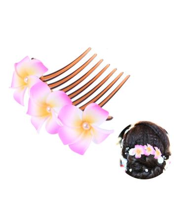 Angoily Pearl Tiara Hawaiian Plumeria Hair Side Comb Pearl Hair Barrettes Pearls Flower Hair Side Comb Pearl Hair Comb French Comb Bridal Headdress Bride Accessories Wedding