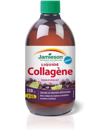 Jamieson Collagen Liquid Elderberry Lime Flavour - 1 200 mg Hydrolyzed Collagen 350 ml (Pack of 1) - Buy Online on GoSupps.com