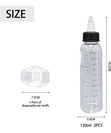 2pcs Hair Oil Bottles with 5 Double Earmuffs 120ml Hair Oil Applicator Bottle Pointed Bottle Graduated Bottle Clear Squeeze Bottle with Lid Reusable - Buy Online on GoSupps.com
