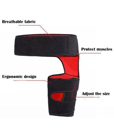 Inguinal Hip Brace Support & Sciatica Compression Sleeve for Men & Women - Stretch Quadriceps Thigh Muscles & Relieve Hip Flexor Strain Bursitis & Arthritis (Black/Red) - International Shipping Available - Buy Online on GoSupps.com