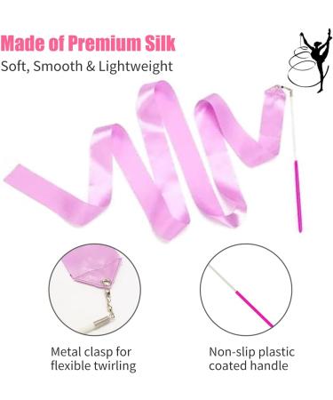 PAMASE 16 Pack Kids Dance Ribbon Wands - 6'6 Rhythmic Twirling Ribbons with Non-Slip Handle - Buy Online on GoSupps.com