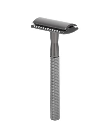 Long Handle Zinc Alloy Safety Razor for Men - Brass Handle Double Edge Razor with Base for Facial Care (Black) | International Shipping Available - Buy Online on GoSupps.com