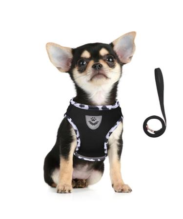 Femax dog harness and linen set for dogs soft mesh padded dishes for puppies and cats reflective adjustable breathable breathable breastware for walking running training m (chest 35-40 cm) cows black