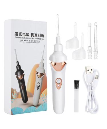 Electric LED Light Emitting Ear Scoop Ear Wax Cleaner Rechargeable Cleaning Tool Silicone Ear Scoop Vacuum White