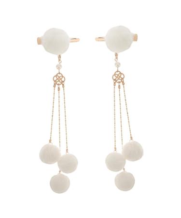 FRCOLOR 1 pair fringe clip womens hair accessories wedding hair barrettes wedding hair accessory shiny pearl hairpin crystal hair barrettes hair clip girl alloy Plush white China