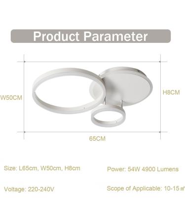 54W Dimmable LED Ceiling Light | Modern 3-Ring Lamp for Living Room Bedroom & Office - White Aluminum Design - Buy Online on GoSupps.com