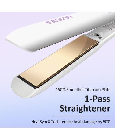 Faszin Ionic Titanium Hair Straightener | Fast Heat Up Flat Iron with LCD Display | 2 in 1 Styling Tool for Smooth & Shiny Hair (White) - Buy Online on GoSupps.com