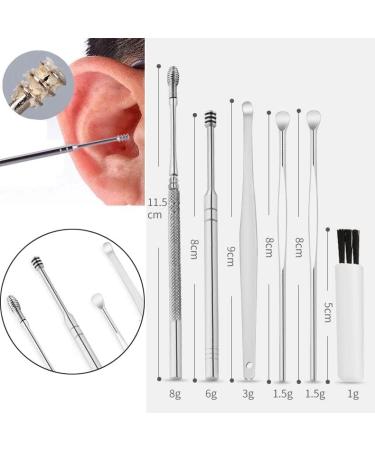 6Pcs Stainless Steel Earpick Set - Ear Wax Remover Tools Spoon Curette for Ear Care - Silver Color - Buy Online on GoSupps.com