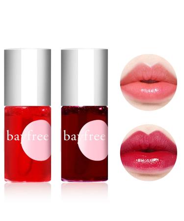 2 Colors Lip Tint Stain Set, Mini Liquid Lipstick, Velvet Lip Tint Watery Lip Stain, Plump Lip Gloss Moisturizing Tinted for Cheek & Lip, Natural Shimmery Lip Tint Stain Lip Color Makeup(01#+03#) 01#APPLE & 03#WATERMELON