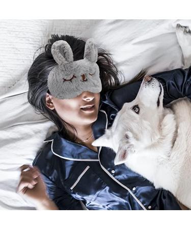 Cute Plush Sleep Mask for Kids and Women - Gray Bunny Design | Soft Blindfold Eye Cover for Restful Sleep | Perfect Gift Idea - Buy Online on GoSupps.com