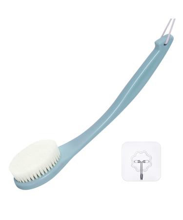 Body Brush Back Scrubber Never Mold Back Brush Long Handle for Shower Exfoliating Brush Dry Brushing Body Brush for Men Women Elderly Deep Exfoliation Soft Glowing Skin Turquoise Light Blue Turquoise Nylon