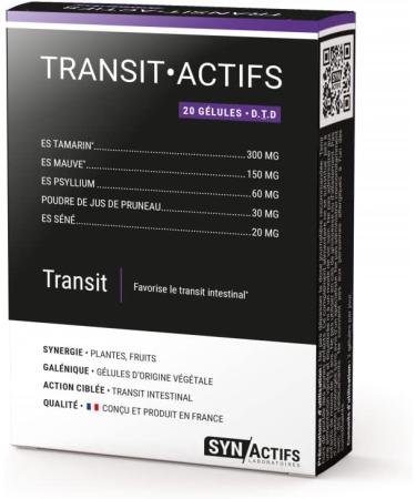 SYNActifs - LAX Actives - Dietary Supplement to Improve Intestinal Transit - Rhubarb Tamarind Psyllium Fig - Pack of 2 x 20 Capsules - Buy Online on GoSupps.com