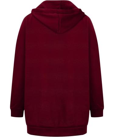 Wine Zip Up Hoodie for Women - Long Sleeve Casual Sweatshirt - Solid Color Preppy Jacket - Size 4X-Large - Buy Online on GoSupps.com