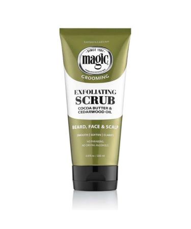 Softsheen-Carson Magic Men's Exfoliating Face Scrub and Cleanser with Cocoa Butter and Cedarwood Oil, For Beard, Skin and Scalp, 6.8 fl oz Beard Scrub