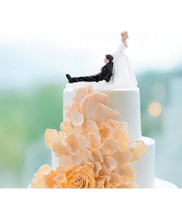 SCHOLMART Wedding Cake Toppers Bride and Groom Funny Bride Dragging Groom Cake Topper Cake Topper Wedding Bride and Groom Wedding Cake Toppers Reluctant Groom Figurines (Reluctant Groom) - Buy Online on GoSupps.com