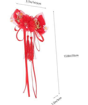 minkissy Large ribbon temperament hairpins tassel girls hair barrettes red hairpin hair accessories girl child Asia issue card hanfu hair accessories China Hanfu hair clips - Buy Online on GoSupps.com