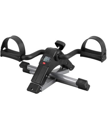 Folding Pedal Exerciser Mini Exercise Bike - Portable Foot Peddler with LCD Monitor in Silver & Black - Buy Online on GoSupps.com