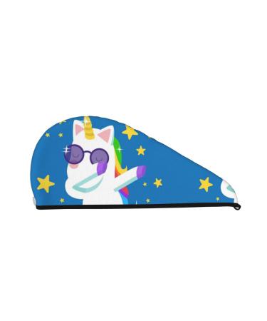 Cool Unicorn Star Golden Microfiber Hair Towel Soft Super Absorbent Hair Towel Wrap for Women Coral Velvet Quick Dry Hair Cap for Long Curly and Thick Hair