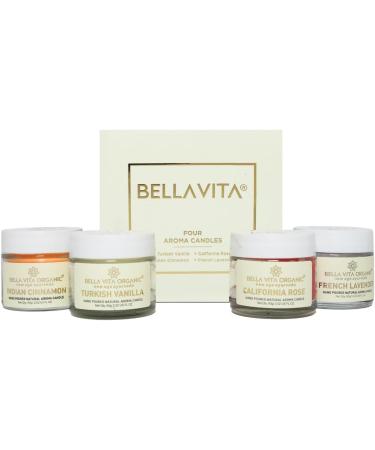 Buy Bella Vita Organic Aroma Candles Set of 4 - Scented Vanilla Cinnamon Lavender & Rose - Perfect for Gifting & Home Decor - 60G Each Up to 15 Hours Burn Time - International Shipping Available - Buy Online on GoSupps.com