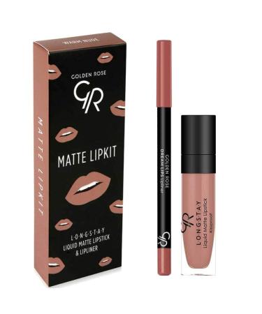 GR Cosmetics lip liner and lipstick set, Matte liquid Lipstick and Lip Liner Pencil Makeup Set, Warm Nude