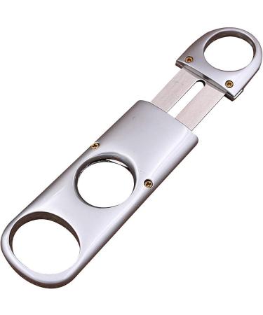 amropi Stainless Steel Cigar Cutter Silver Guillotine Double Blades in Gift Pouch 1 Pack (Silver x 1) - Buy Online on GoSupps.com