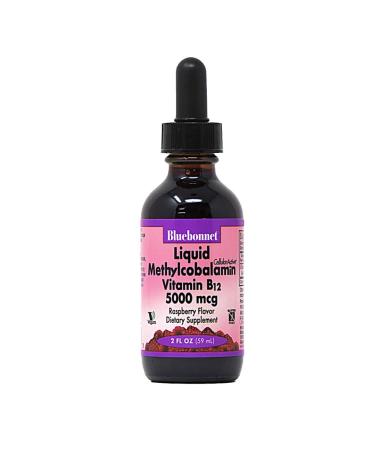 Bluebonnet Nutrition Liquid Methylcobalamin Vitamin B12 Natural Raspberry Flavor 5000 mcg 2 fl oz (59 ml)