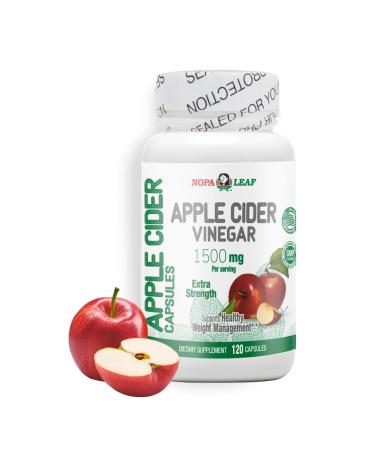 NOPA Leaf Apple Cider Vinegar Capsules 1500 mg per Serving 120 Capsules Dietary Supplement, Non-GMO