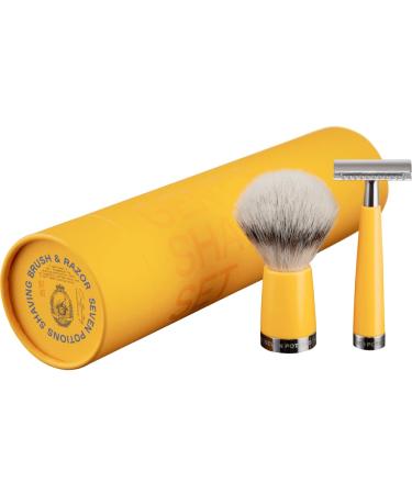 Seven Potions Shaving Set - DE Safety Razor and Shaving Brush with Ultra-Soft Silvertip Synthetic Fibers - The Ultimate Men's Shaving Gift Set for Every Occasion (Blades Not Included)