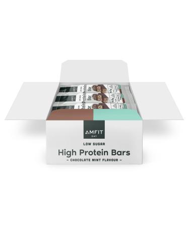 Amazon brand: Amfit Nutrition protein bar with low sugar content (19.8G protein-0.9G sugar) with chocolate mint taste 60g 12-pack chocolate mint 60 g (12-pack)