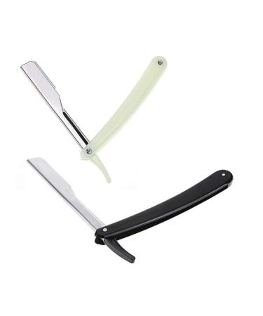 Fomiyes black shaving b der hairdresser folding razor razor manual razor none for men's husband dad v Day birthday barber razor holder shaving razor blade men metal 1 piece (1 Pack) black