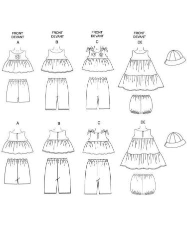 BUTTERICK B5017 Infants' Top Dress Panties Shorts Pants and Hat Pattern Set - Buy Online on GoSupps.com
