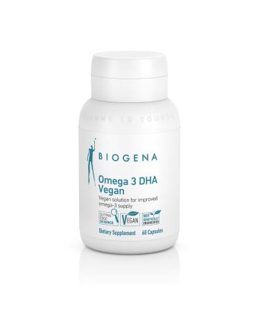 Biogena Omega 3 DHA Vegan: Plant Based Supplement from Algae Oil for Improved Omega-3 Supply (60 Capsules one a Day)