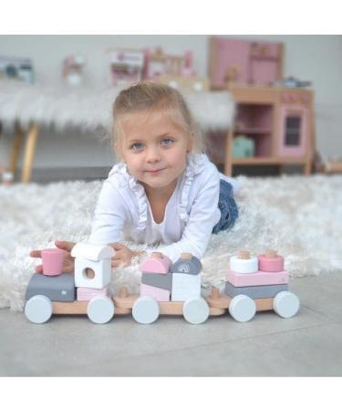 Customizable Elefantasie Pink Wooden Train - Engraved Baby Gift with Name & Date of Birth | International Shipping - Buy Online on GoSupps.com