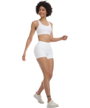 CHRLEISURE High Waist Yoga Shorts for Women - White, Small - 1 Pack - Buy Online on GoSupps.com