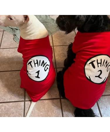 SUEOSU Dog Shirt | Soft Breathable Puppy T-Shirt | Thing 1 to Thing 9 Printed | Red, Size Medium - Buy Online on GoSupps.com