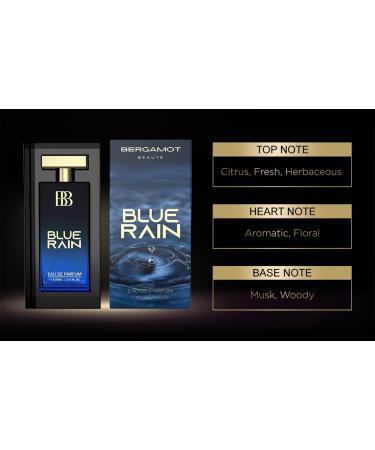 Bergamot Beaute Blue Rain Eau De Parfum Men 3.40 floz | Long Lasting Perfume for Men | Premium Luxury Fragrance Scent | Valentines Day Gifts for Men with Aquatic and Musk | Long Lasting Smell - Buy Online on GoSupps.com