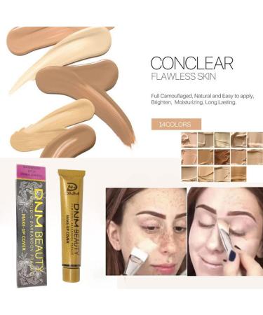 DNM Waterproof Full Skin Concealer Foundation Cream - Color 218 | Correct Scars, Acne, Spots, Tattoo | Under-eye Cover-up - Buy Online on GoSupps.com