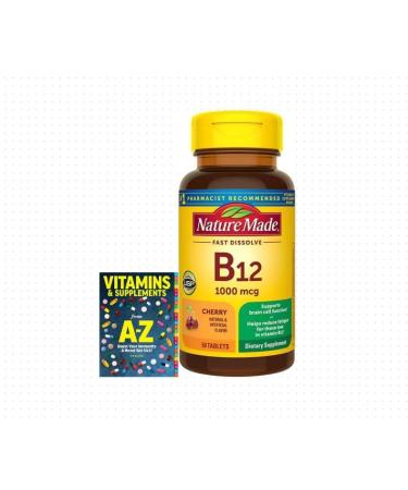 Nature Made Vitamin B12 Fast Dissolve Easy to Take Vitamin B12 1000 mcg for Energy Metabolism Support 50 Sugar Free Micro-Lozenges 60 Day Supply + Better Guide Vitamins & Supplements Book