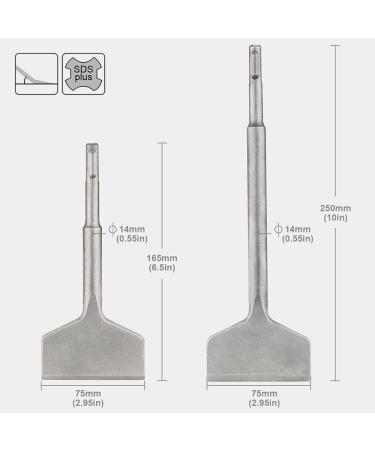 SDS Plus Chisel Tile Chisel Bits - 2PCS 3 Inch Wide & Angled Bent Concrete Tile Removal Chisels for Hammer Drills - Thinset Removal Chisel Bits (3X 6.5 + 3X 10) - Buy Online on GoSupps.com