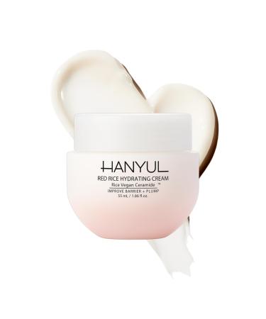 Hanyul Red Rice Hydrating Cream with Fermented Rice Extract Collagen | Korean Vegan Ceramide Moisturizer for Deep Hydration Radiant Skin Glow Firming & Barrier Support 1.86 fl. oz. Light Floral