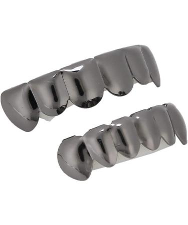 Syrisora False Teeth Shiny Teeth Hip Hop Prop Teeth Accessory Decoration for Halloween Party Gift (Glossy black suit (real gold plating)) - Buy Online on GoSupps.com