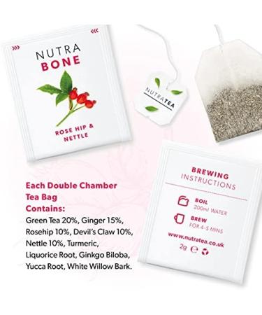 Nutra Tea NutraBone - Bone Health Tea with Ginkgo Biloba, Rosehip & Devil's Claw - 20 Enveloped Tea Bags - Support Bone Density & Joint Care - Herbal Tea 20 Count - Buy Online on GoSupps.com