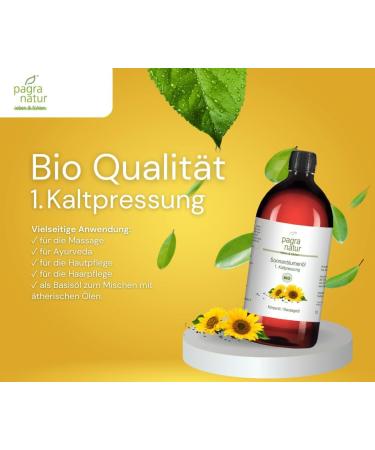 Buy Pagra Natur Organic Massage Oil - 1L Sunflower Oil (1st Cold Pressing) | International Shipping Available - Buy Online on GoSupps.com